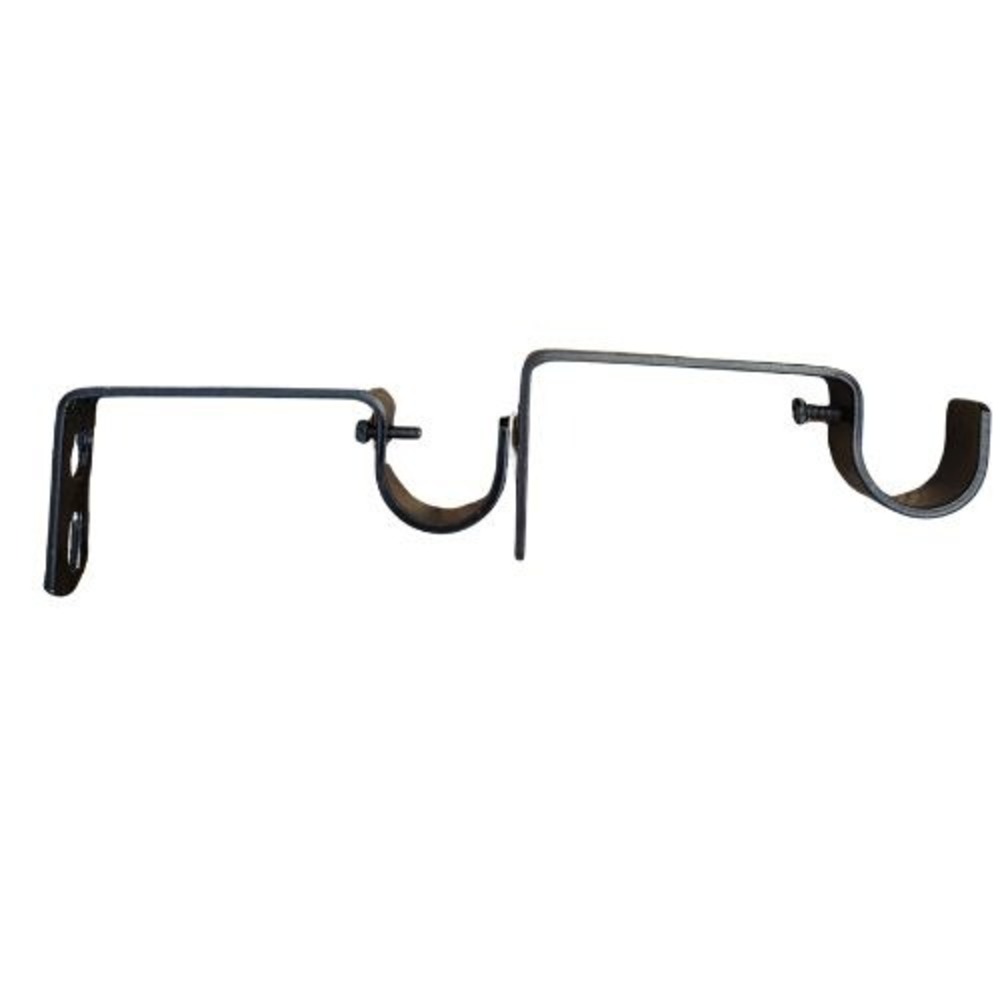 2 Pack Metal Curtain Rod Brackets Matte Black Wall Mount